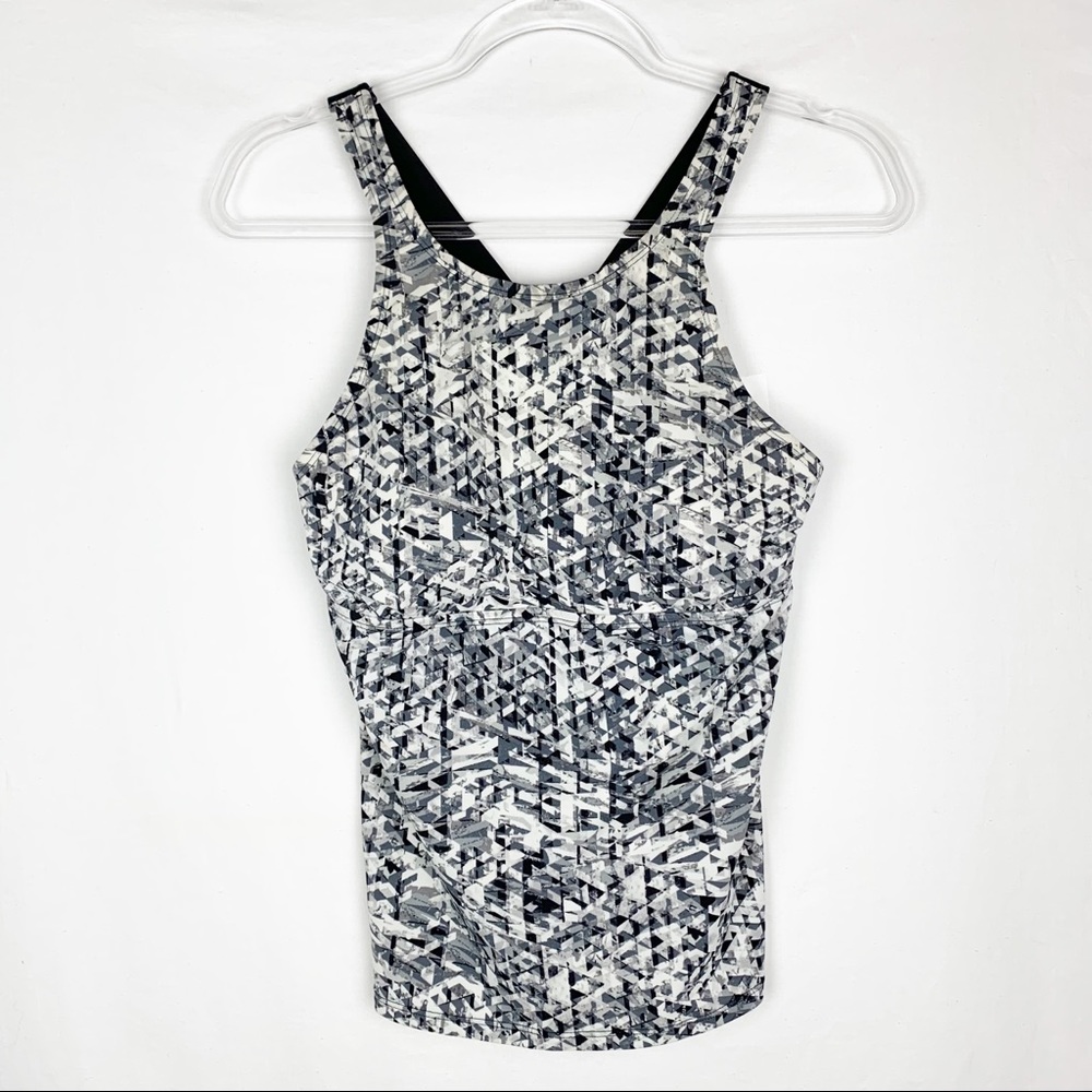 Nike Black Grey Crossed Straps Workout Top Tank sz L